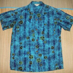 Rare Vintage 1950's Malihini Hawaiian aloha shirt - Gold metallic dye accents!